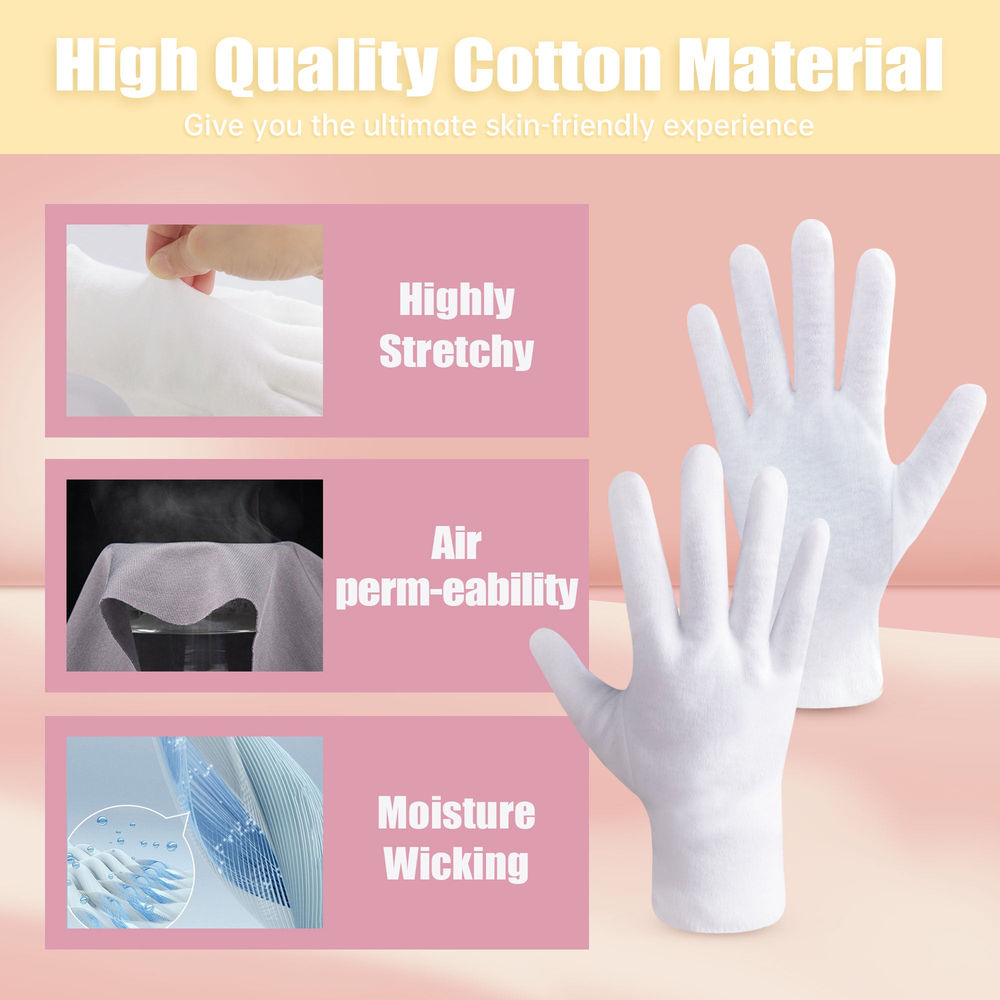 HANDLOVE 100% Cotton Moisturizing Gloves