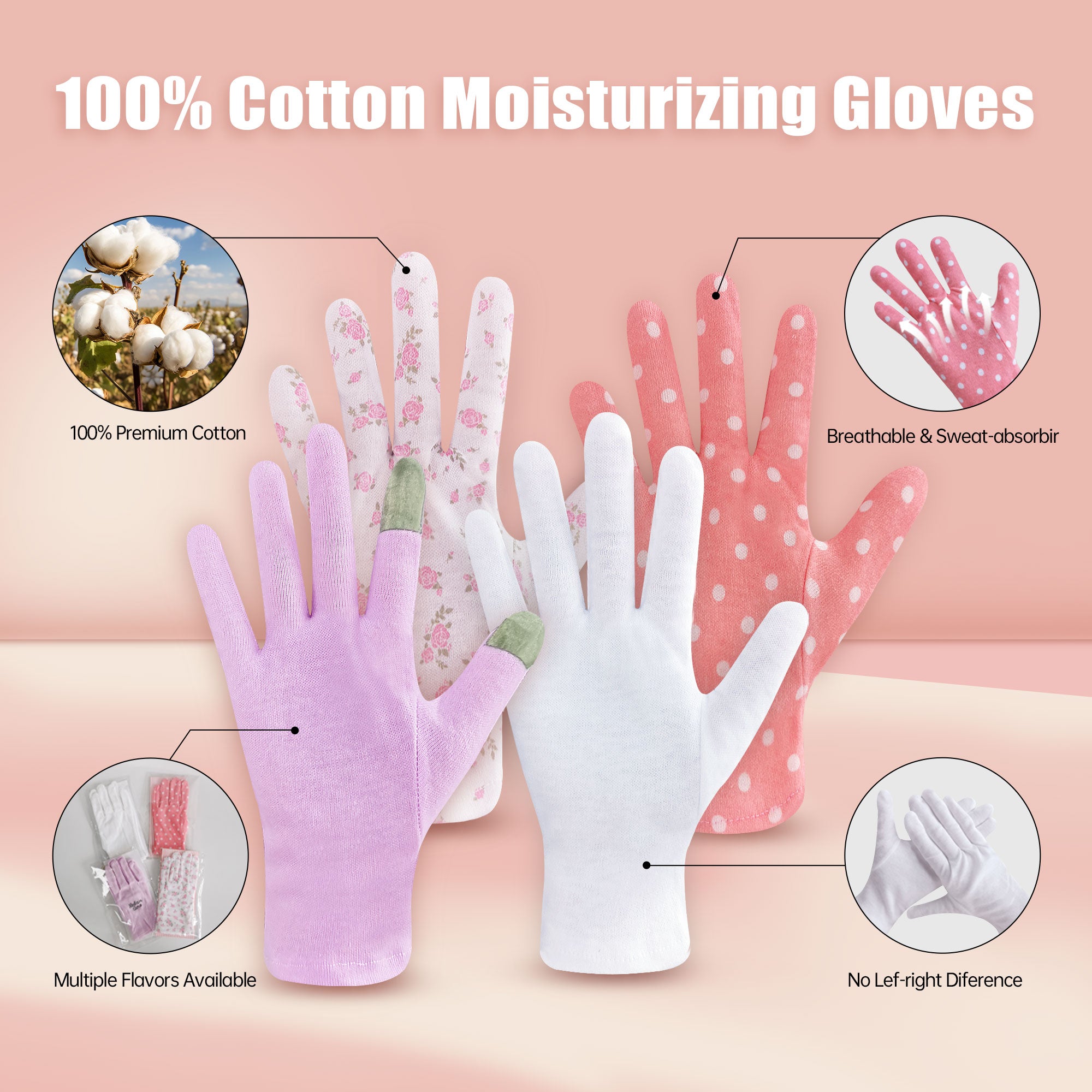 HANDLOVE 100% Cotton Moisturizing Gloves