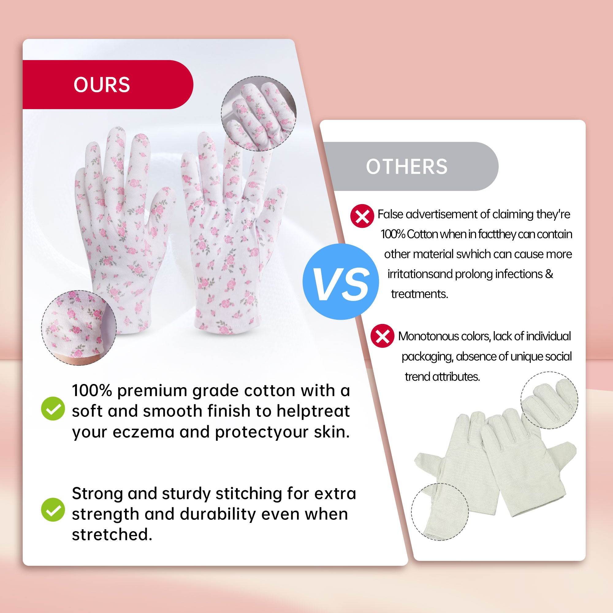 HANDLOVE 100% Cotton Moisturizing Gloves